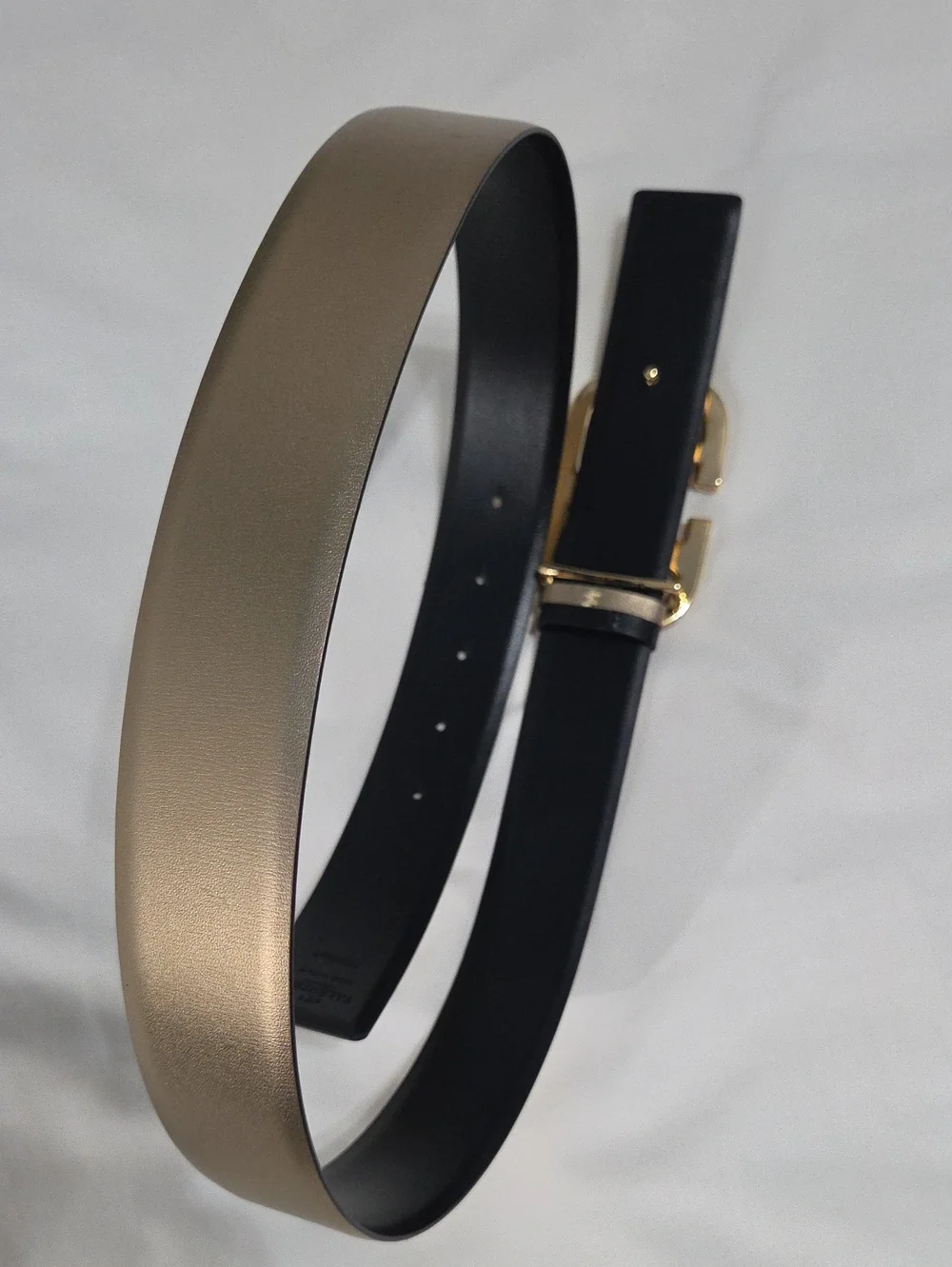 Valentino Garavani Reversible Gold Black Belt Studded Gold Buckle